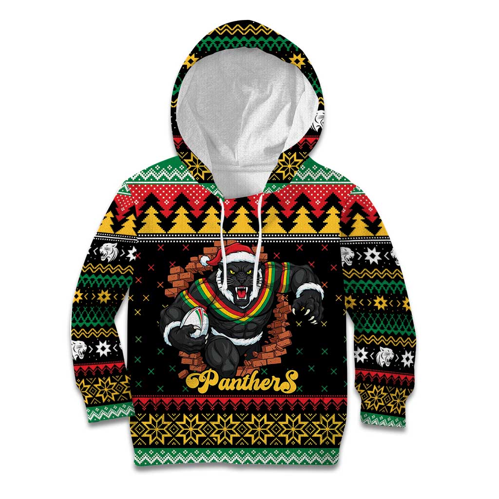 Merry Panther Roar Personalized Kid Hoodie Christmas Rugby League Spirit - Aussie Hoodie