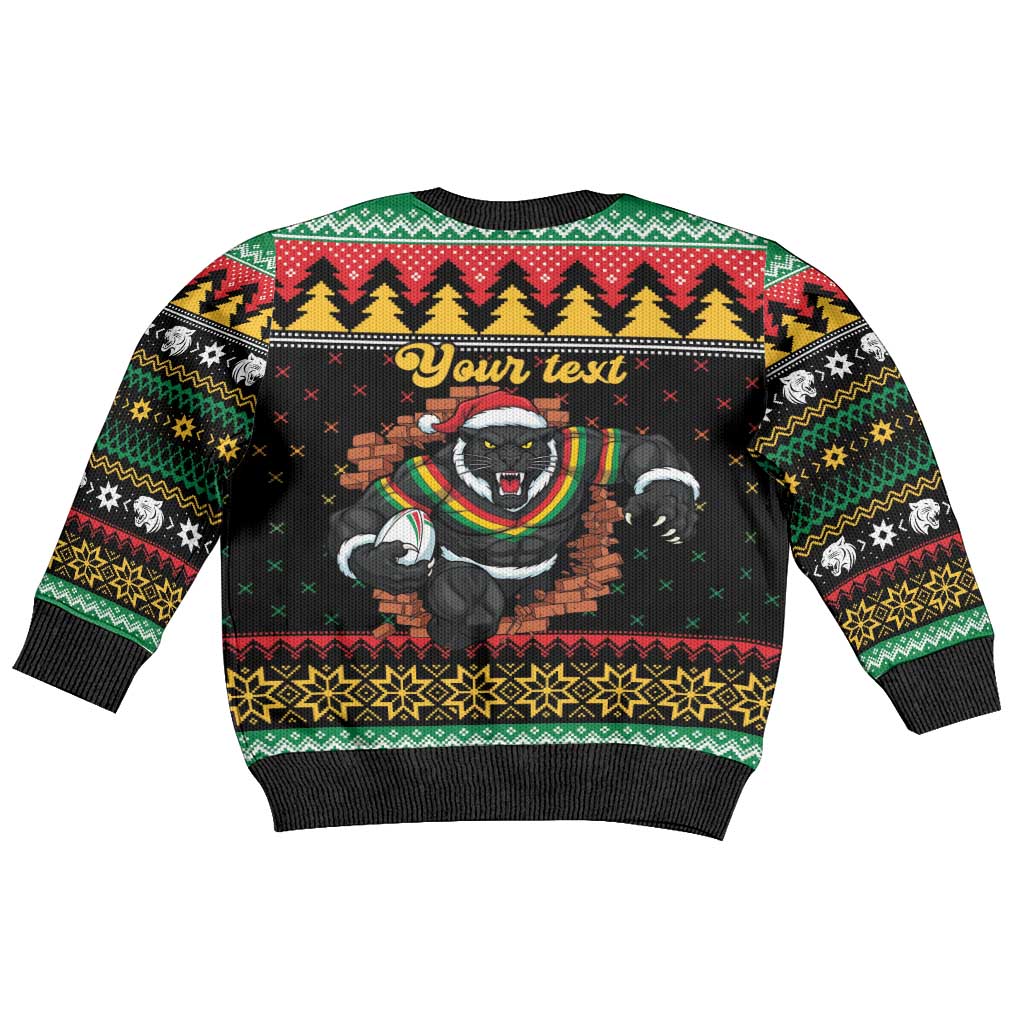 Merry Panther Roar Personalized Kid Ugly Christmas Sweater Christmas Rugby League Spirit - Aussie Hoodie