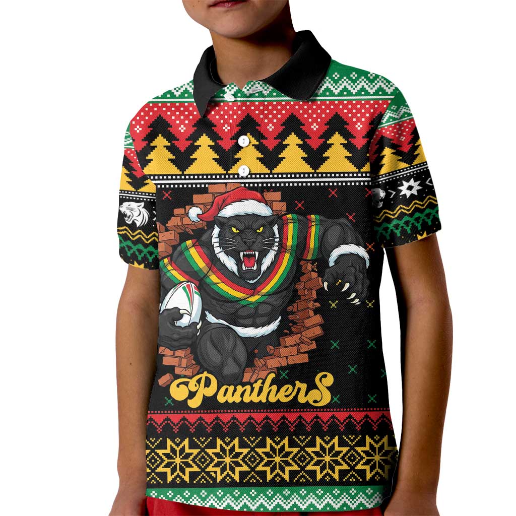 Merry Panther Roar Personalized Kid Polo Shirt Christmas Rugby League Spirit - Aussie Hoodie