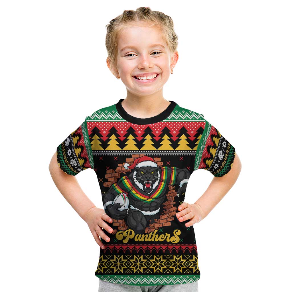 Merry Panther Roar Personalized Kid T Shirt Christmas Rugby League Spirit - Aussie Hoodie