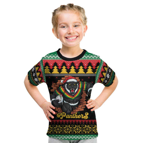 Merry Panther Roar Personalized Kid T Shirt Christmas Rugby League Spirit - Aussie Hoodie
