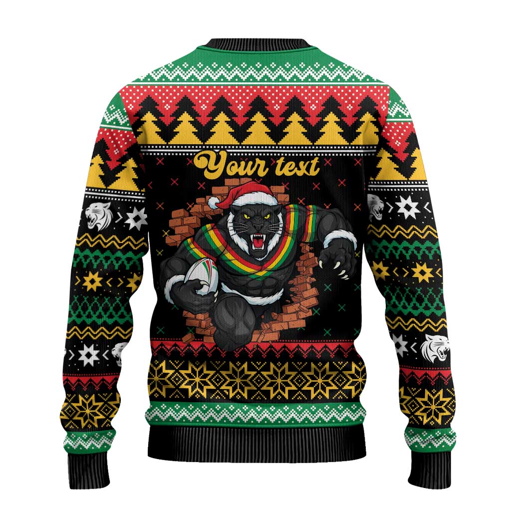 Merry Panther Roar Personalized Ugly Christmas Sweater Christmas Rugby League Spirit - Aussie Hoodie