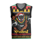 Merry Panther Roar Personalized Christmas Knitted V-Neck Vest Christmas Rugby League Spirit - Aussie Hoodie