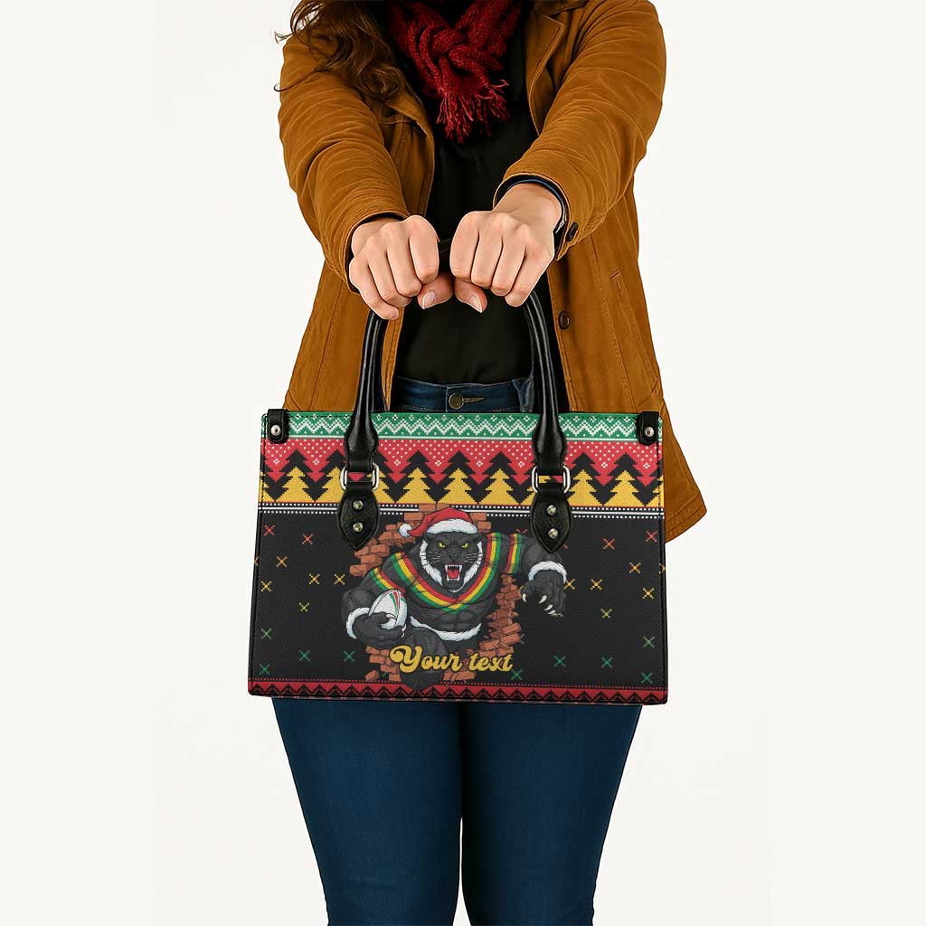 Merry Panther Roar Personalized Leather Bag Christmas Rugby League Spirit - Aussie Hoodie