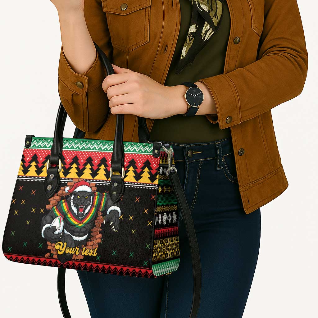 Merry Panther Roar Personalized Leather Bag Christmas Rugby League Spirit - Aussie Hoodie
