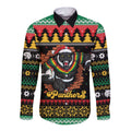 Merry Panther Roar Personalized Long Sleeve Button Shirt Christmas Rugby League Spirit - Aussie Hoodie