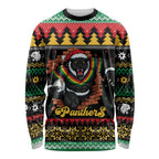 Merry Panther Roar Personalized Long Sleeve Shirt Christmas Rugby League Spirit - Aussie Hoodie