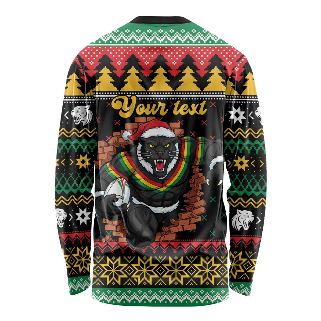 Merry Panther Roar Personalized Long Sleeve Shirt Christmas Rugby League Spirit - Aussie Hoodie