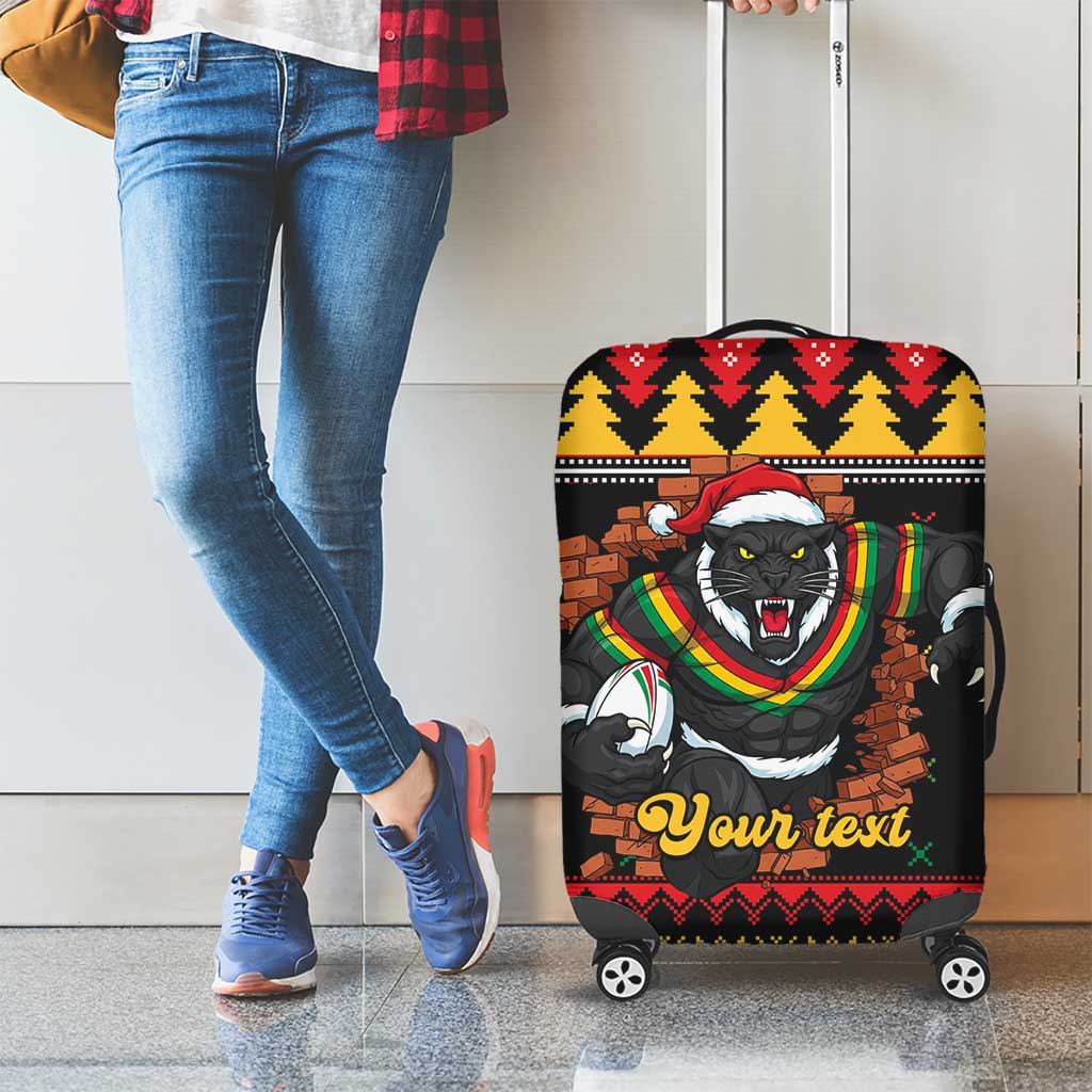 Merry Panther Roar Personalized Luggage Cover Christmas Rugby League Spirit - Aussie Hoodie