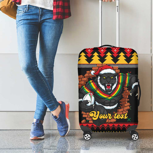 Merry Panther Roar Personalized Luggage Cover Christmas Rugby League Spirit - Aussie Hoodie