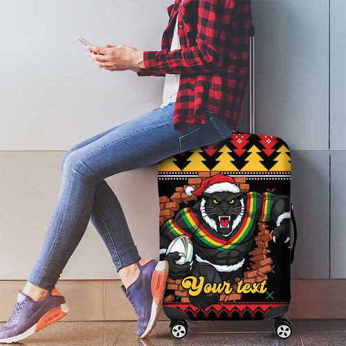 Merry Panther Roar Personalized Luggage Cover Christmas Rugby League Spirit - Aussie Hoodie