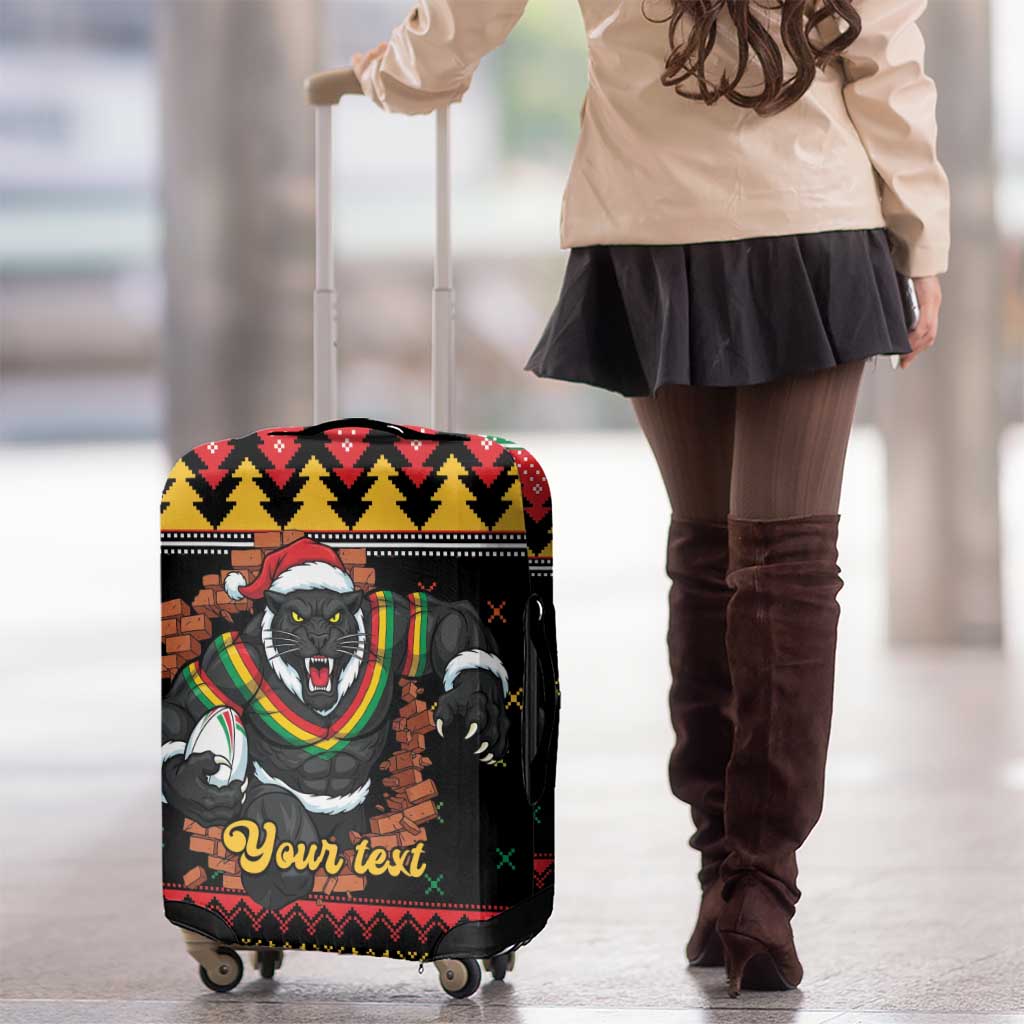 Merry Panther Roar Personalized Luggage Cover Christmas Rugby League Spirit - Aussie Hoodie