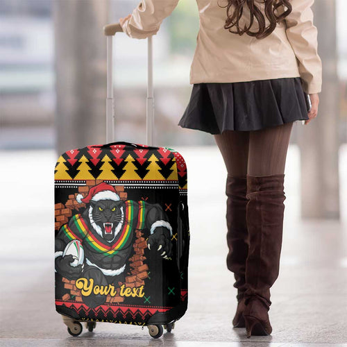 Merry Panther Roar Personalized Luggage Cover Christmas Rugby League Spirit - Aussie Hoodie