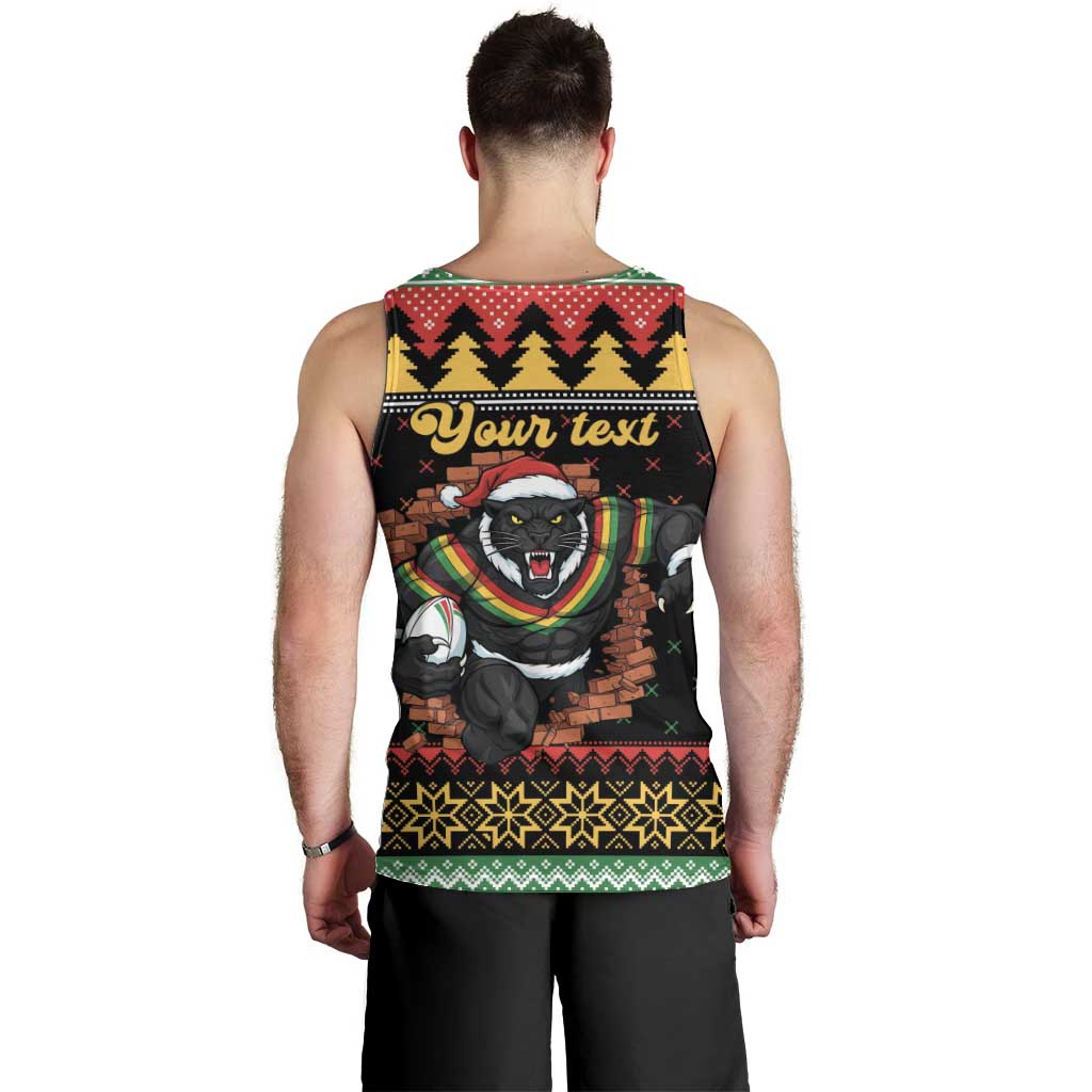 Merry Panther Roar Personalized Men Tank Top Christmas Rugby League Spirit - Aussie Hoodie