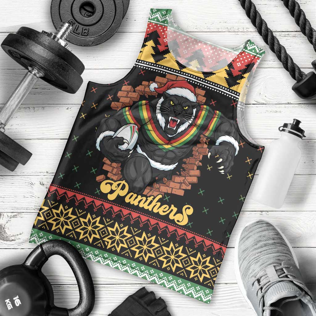 Merry Panther Roar Personalized Men Tank Top Christmas Rugby League Spirit - Aussie Hoodie