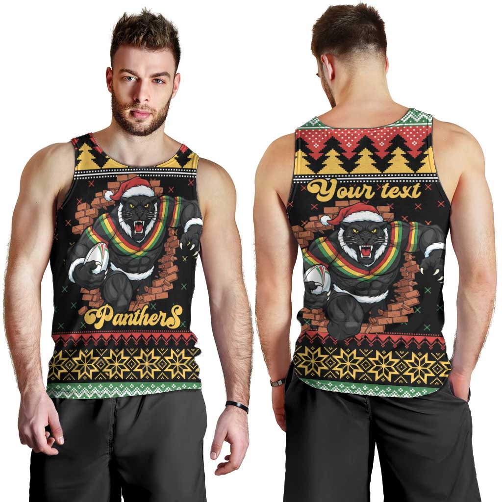 Merry Panther Roar Personalized Men Tank Top Christmas Rugby League Spirit - Aussie Hoodie