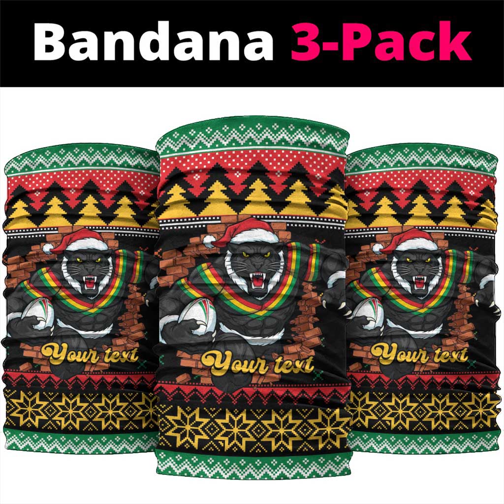 Merry Panther Roar Personalized Neck Gaiter Christmas Rugby League Spirit - Aussie Hoodie