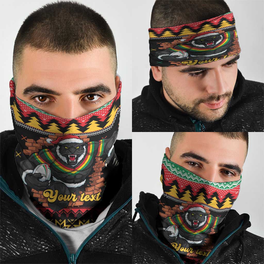 Merry Panther Roar Personalized Neck Gaiter Christmas Rugby League Spirit - Aussie Hoodie