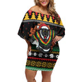 Merry Panther Roar Personalized Off Shoulder Short Dress Christmas Rugby League Spirit - Aussie Hoodie