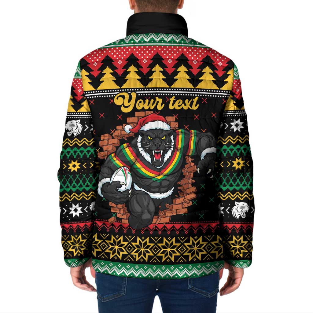 Merry Panther Roar Personalized Padded Jacket Christmas Rugby League Spirit - Aussie Hoodie