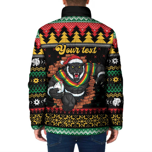 Merry Panther Roar Personalized Padded Jacket Christmas Rugby League Spirit - Aussie Hoodie