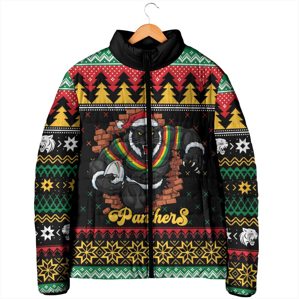 Merry Panther Roar Personalized Padded Jacket Christmas Rugby League Spirit - Aussie Hoodie