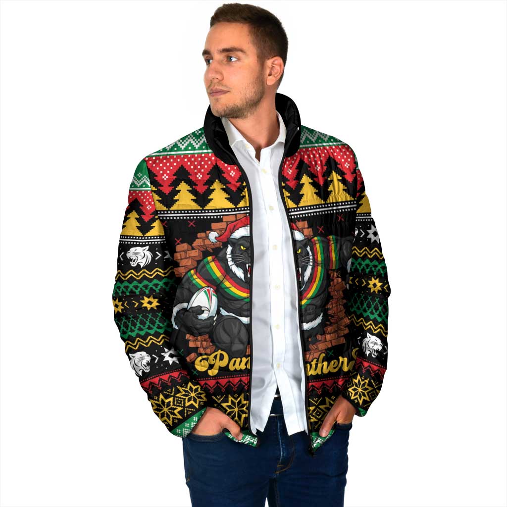 Merry Panther Roar Personalized Padded Jacket Christmas Rugby League Spirit - Aussie Hoodie