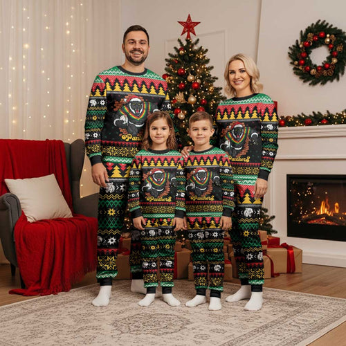 Merry Panther Roar Personalized Christmas Pajama Set Christmas Rugby League Spirit - Aussie Hoodie