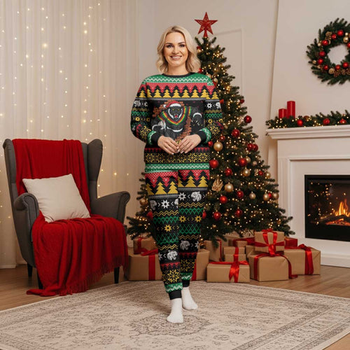 Merry Panther Roar Personalized Christmas Pajama Set Christmas Rugby League Spirit - Aussie Hoodie