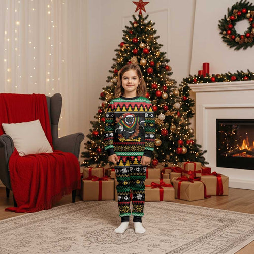 Merry Panther Roar Personalized Christmas Pajama Set Christmas Rugby League Spirit - Aussie Hoodie