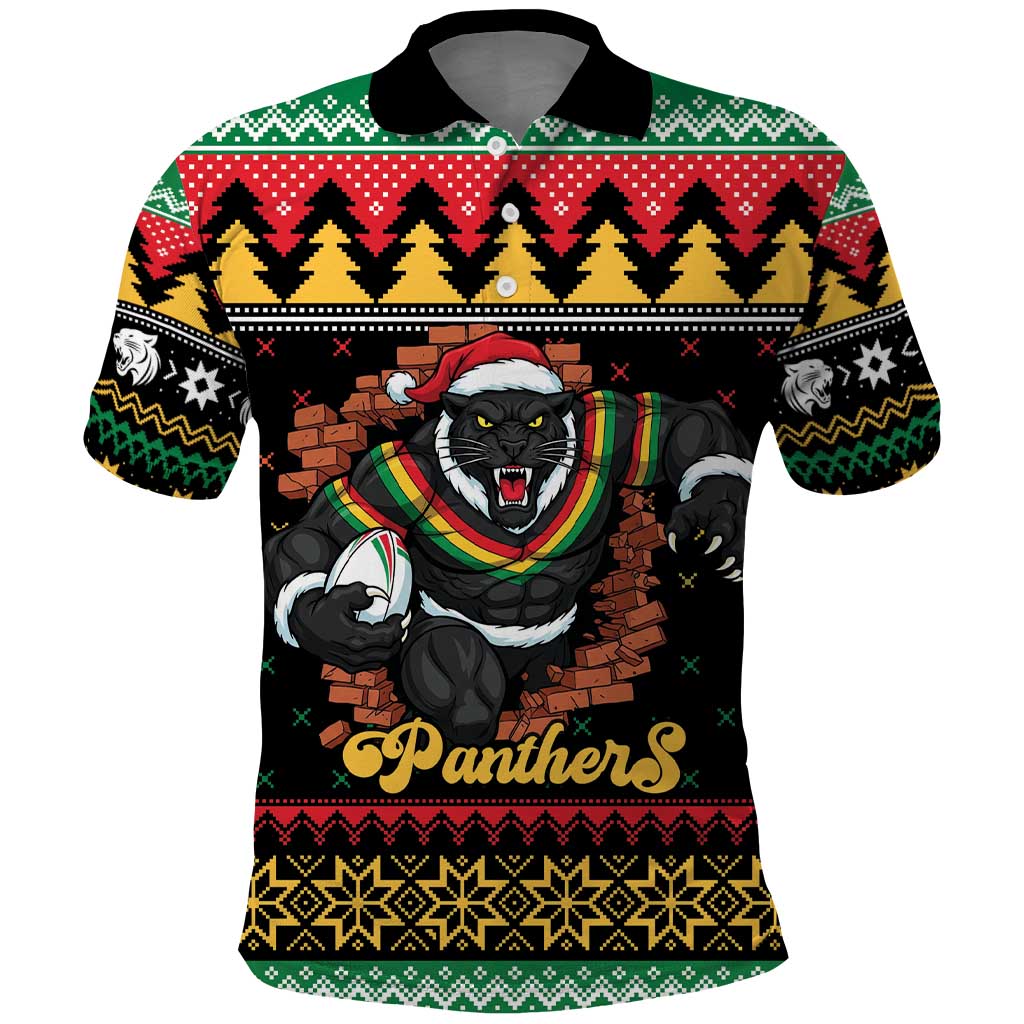 Merry Panther Roar Personalized Polo Shirt Christmas Rugby League Spirit - Aussie Hoodie