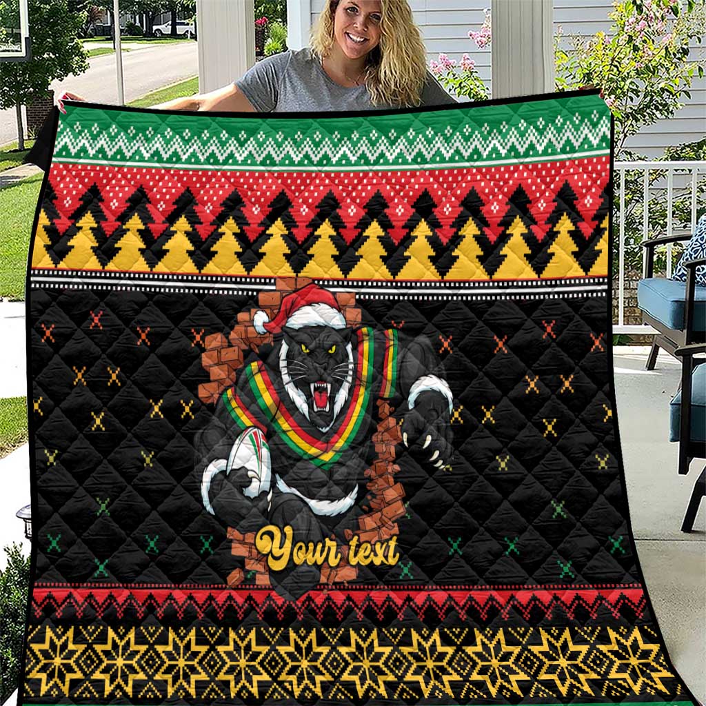 Merry Panther Roar Personalized Quilt Christmas Rugby League Spirit - Aussie Hoodie