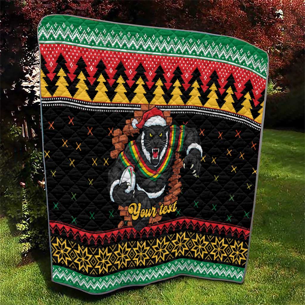 Merry Panther Roar Personalized Quilt Christmas Rugby League Spirit - Aussie Hoodie