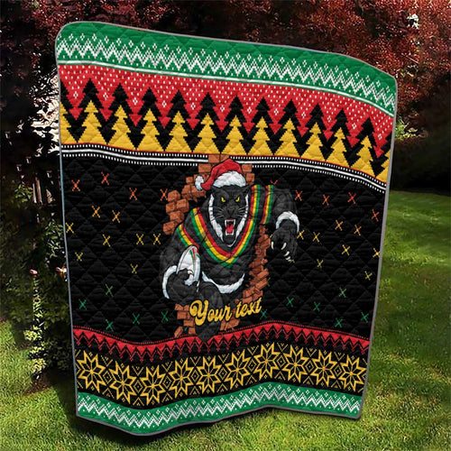 Merry Panther Roar Personalized Quilt Christmas Rugby League Spirit - Aussie Hoodie