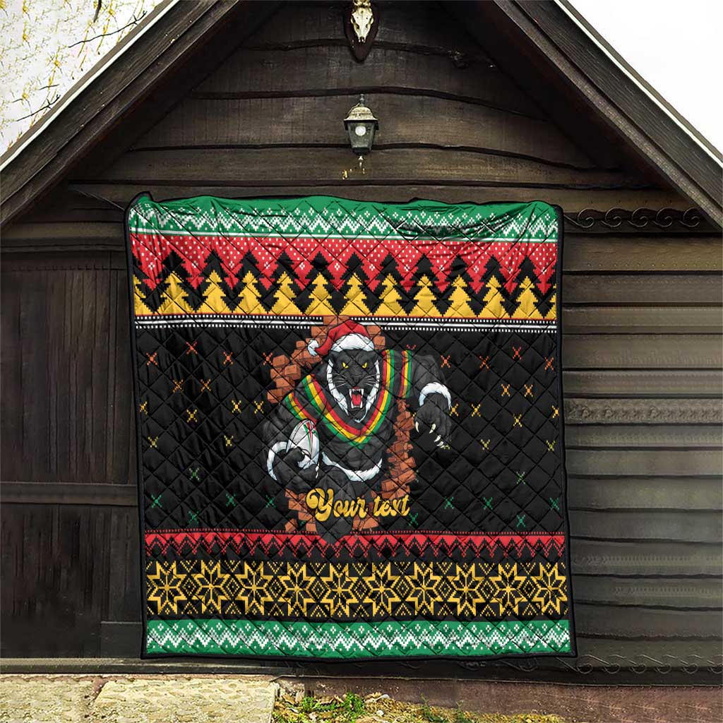 Merry Panther Roar Personalized Quilt Christmas Rugby League Spirit - Aussie Hoodie