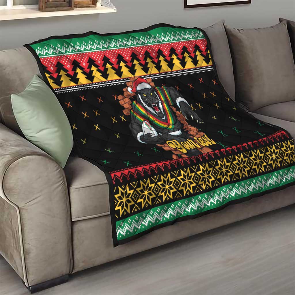 Merry Panther Roar Personalized Quilt Christmas Rugby League Spirit - Aussie Hoodie