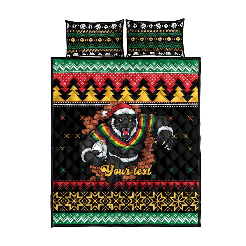 Merry Panther Roar Personalized Quilt Bed Set Christmas Rugby League Spirit - Aussie Hoodie