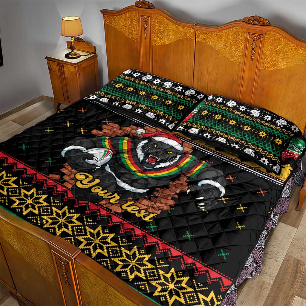 Merry Panther Roar Personalized Quilt Bed Set Christmas Rugby League Spirit - Aussie Hoodie