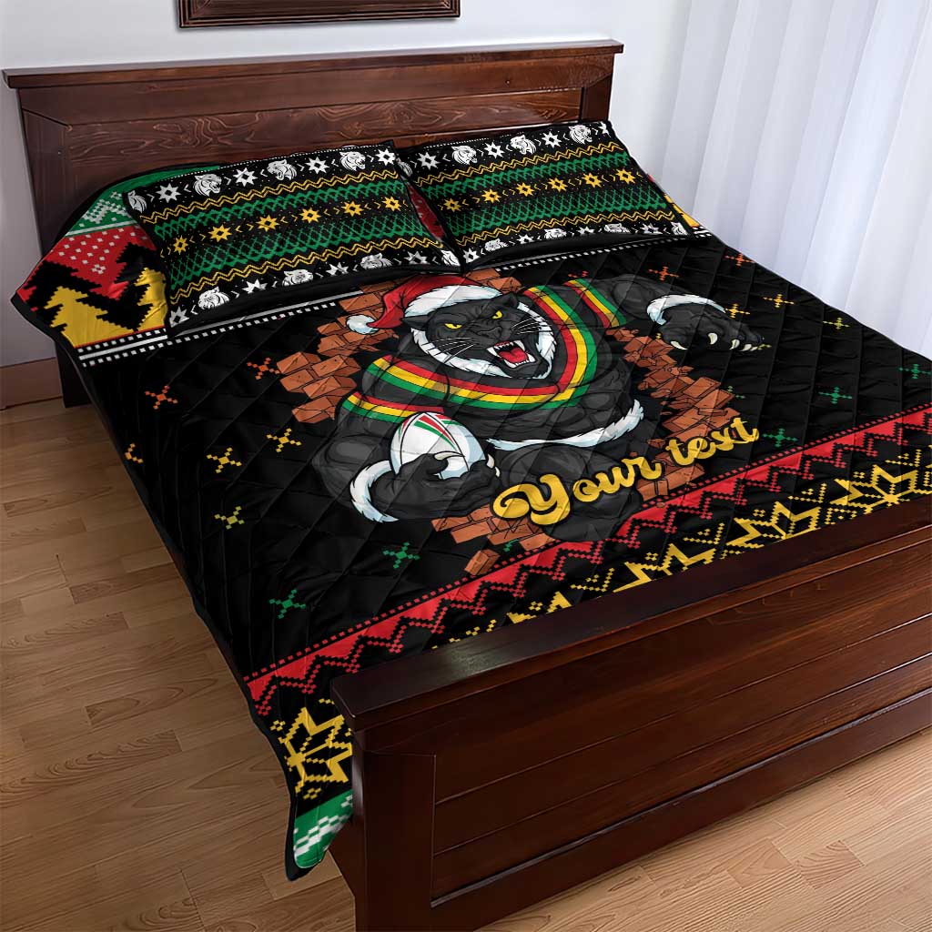 Merry Panther Roar Personalized Quilt Bed Set Christmas Rugby League Spirit - Aussie Hoodie