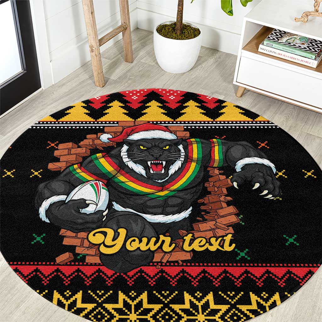 Merry Panther Roar Personalized Round Carpet Christmas Rugby League Spirit - Aussie Hoodie