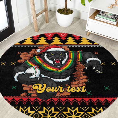 Merry Panther Roar Personalized Round Carpet Christmas Rugby League Spirit - Aussie Hoodie