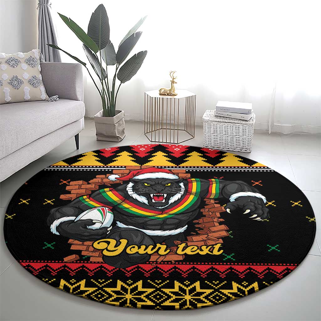 Merry Panther Roar Personalized Round Carpet Christmas Rugby League Spirit - Aussie Hoodie