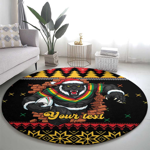 Merry Panther Roar Personalized Round Carpet Christmas Rugby League Spirit - Aussie Hoodie