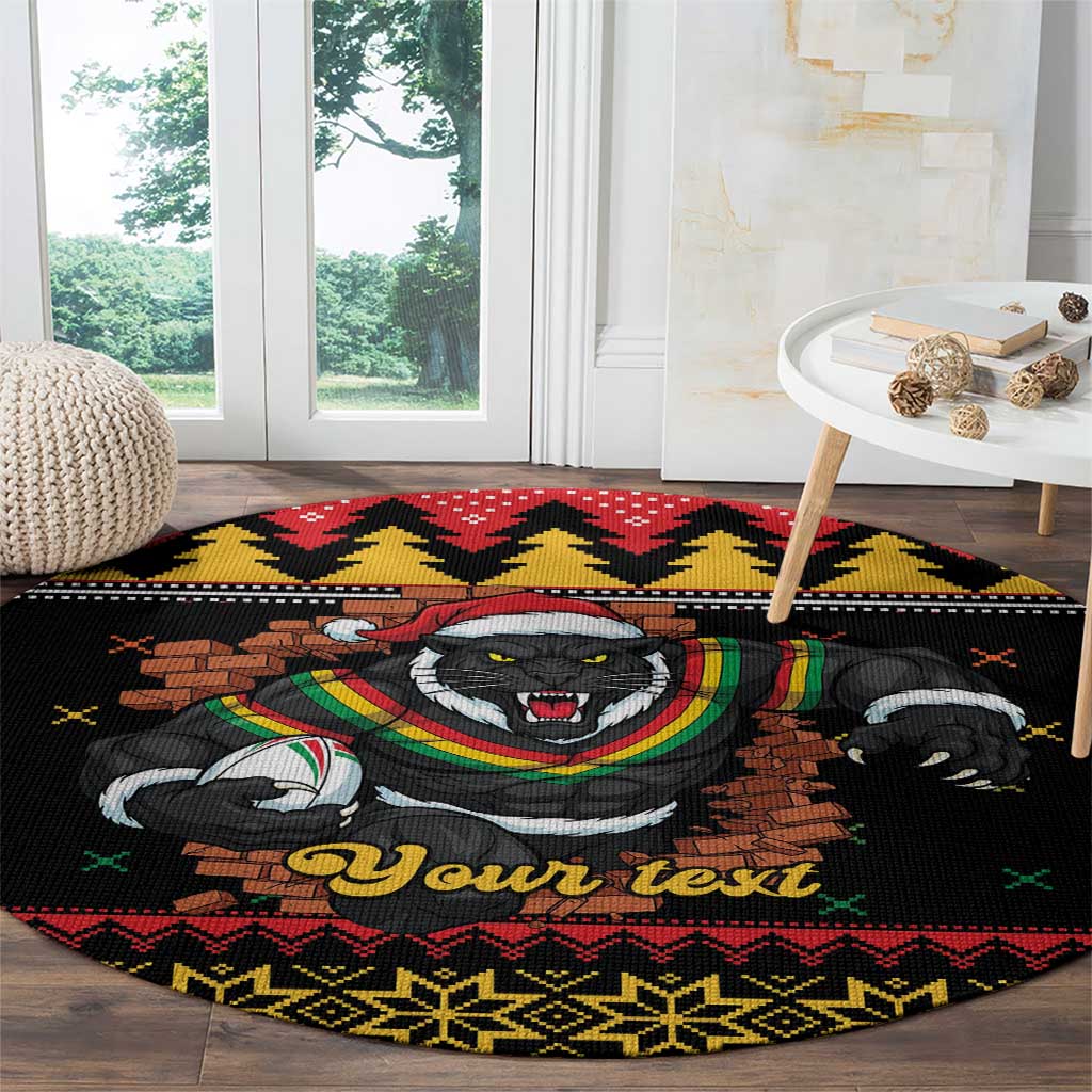 Merry Panther Roar Personalized Round Carpet Christmas Rugby League Spirit - Aussie Hoodie