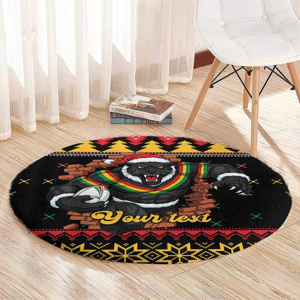 Merry Panther Roar Personalized Round Carpet Christmas Rugby League Spirit - Aussie Hoodie