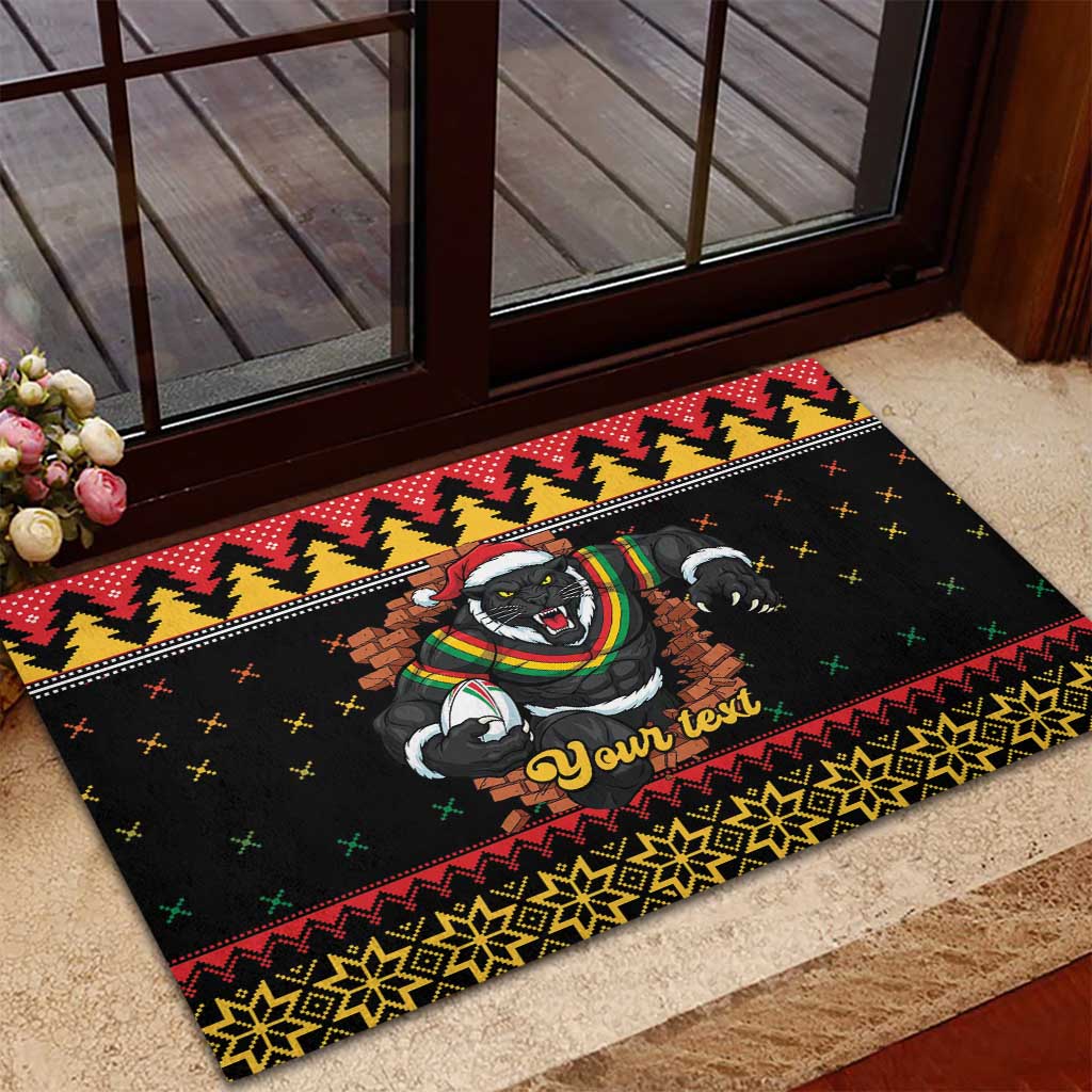Merry Panther Roar Personalized Rubber Doormat Christmas Rugby League Spirit - Aussie Hoodie