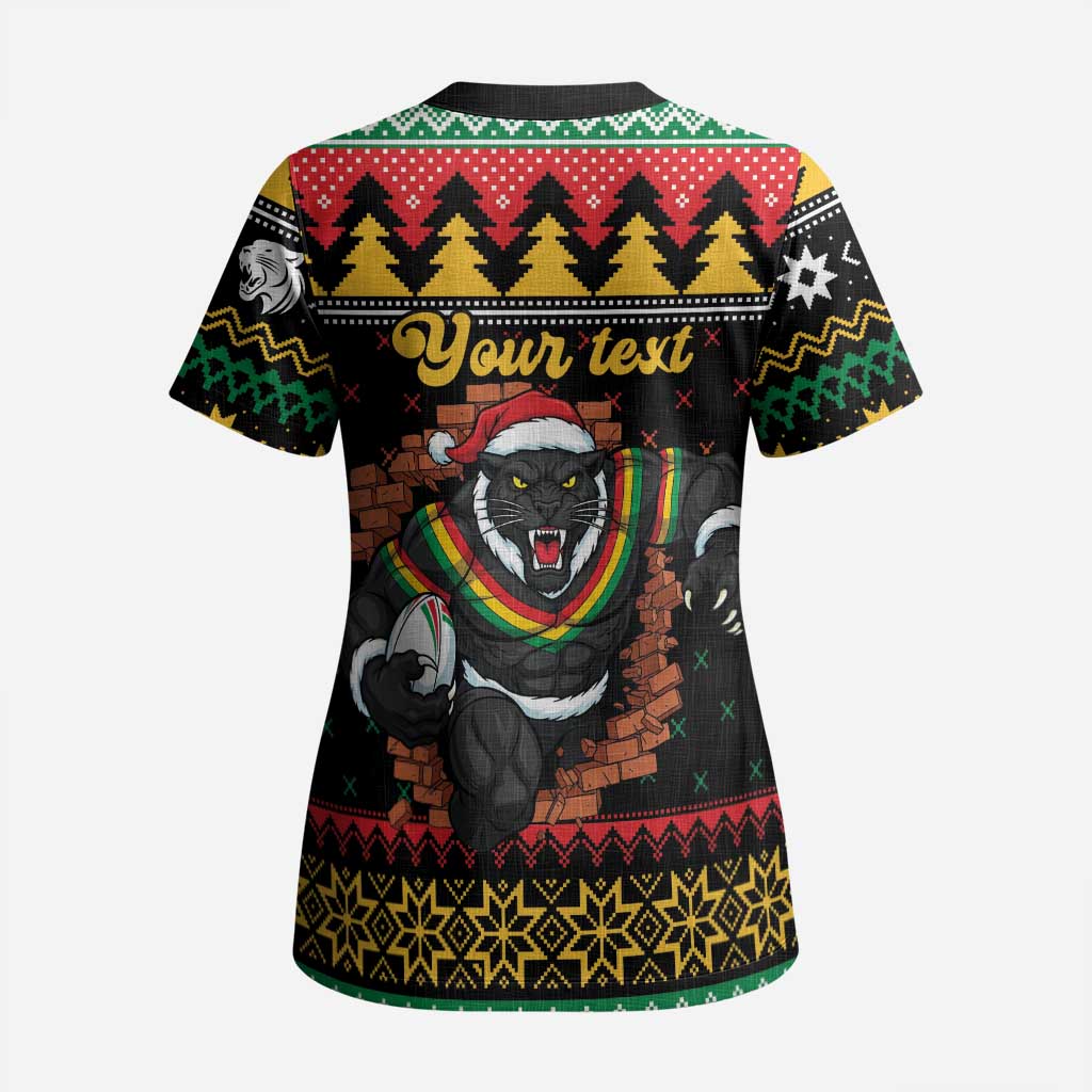 Merry Panther Roar Personalized Scrub Top Christmas Rugby League Spirit - Aussie Hoodie