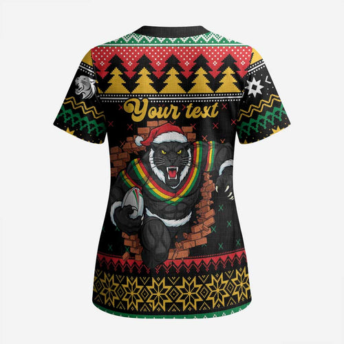 Merry Panther Roar Personalized Scrub Top Christmas Rugby League Spirit - Aussie Hoodie
