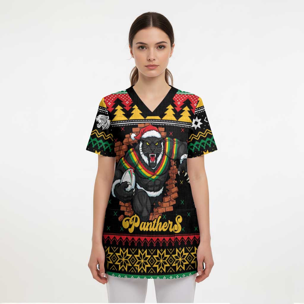 Merry Panther Roar Personalized Scrub Top Christmas Rugby League Spirit - Aussie Hoodie