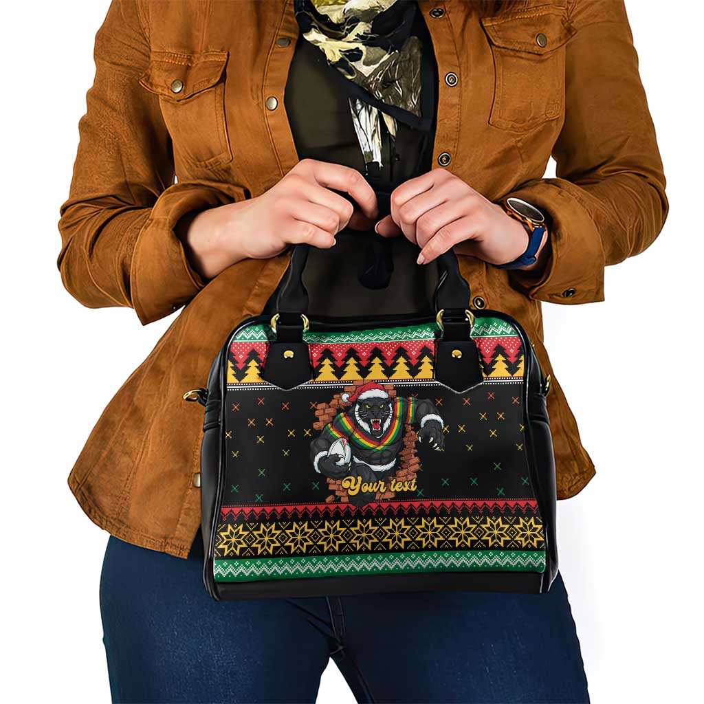 Merry Panther Roar Personalized Shoulder Handbag Christmas Rugby League Spirit - Aussie Hoodie